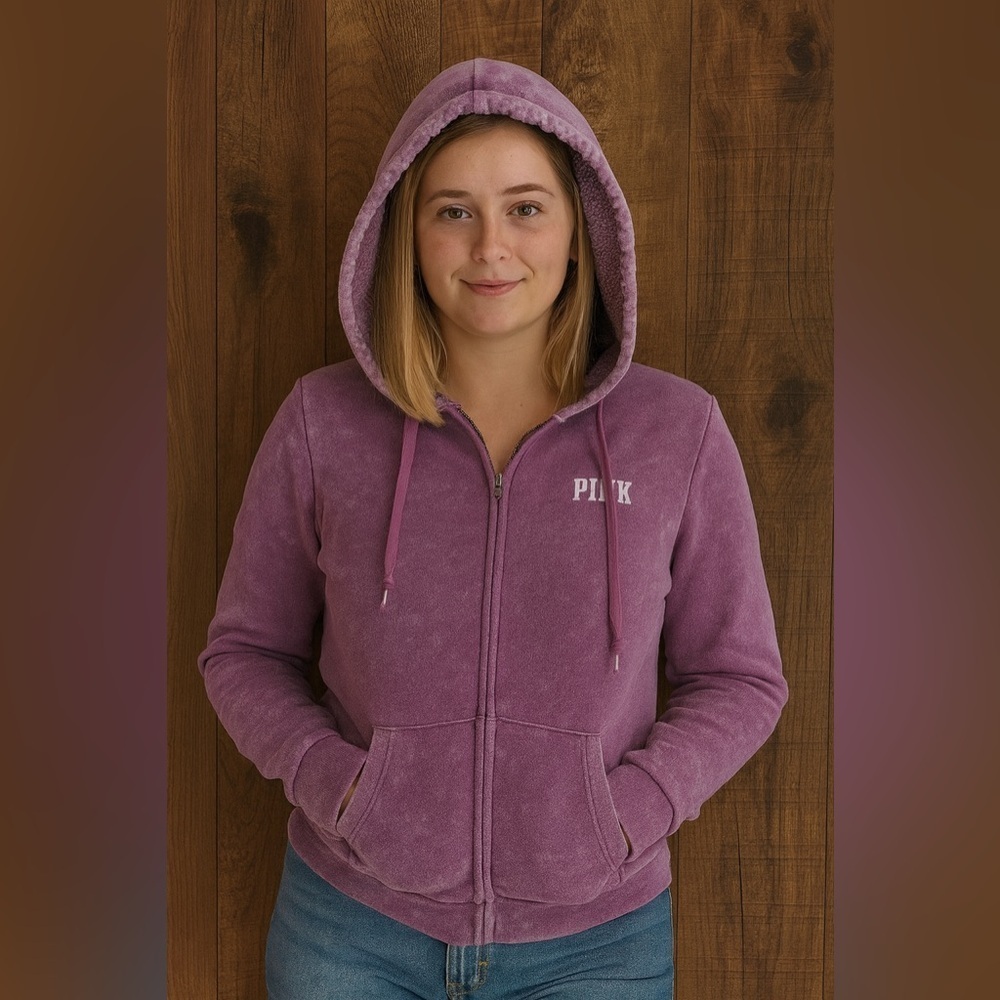 PINK Victoria’s Secret full zip hoodie LOVE PINK 1986 women Sz small